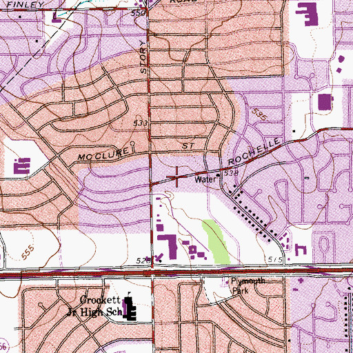 Topographic Map of Colonial Baptist Church, TX