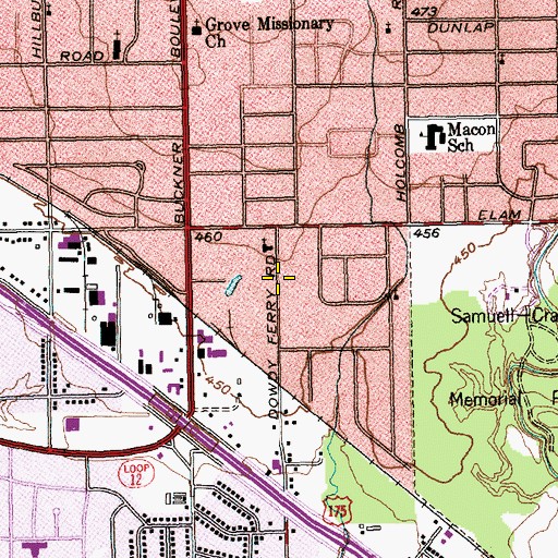Topographic Map of Elam Baptist Church, TX