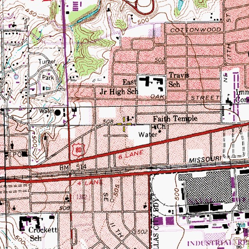 Topographic Map of Fairview Baptist Church, TX