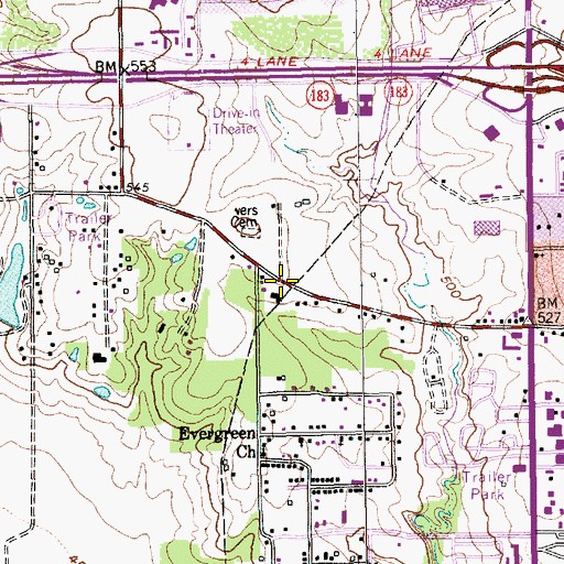Topographic Map of Calvary Korean Baptist Church, TX