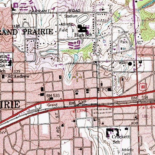 Topographic Map of First United Methodist Church of Grand Prairie, TX