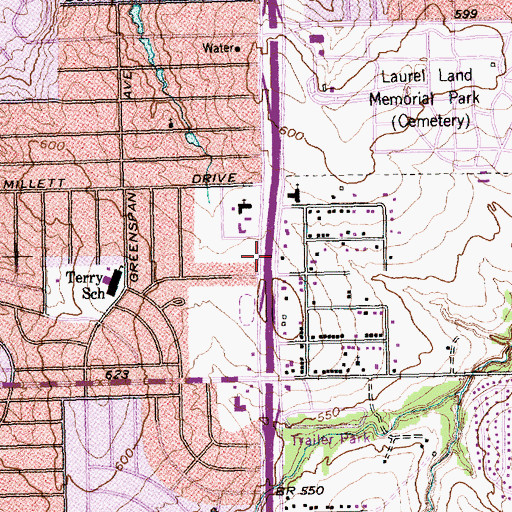 Topographic Map of Beckley Hills Baptist Church, TX