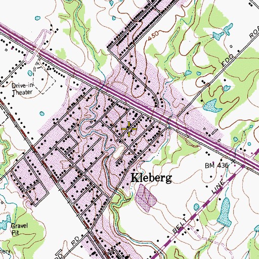 Topographic Map of Oak Hill Assembly of God Church, TX