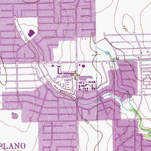 Topographic Map of Mount Olivet Baptist Church of Plano, TX