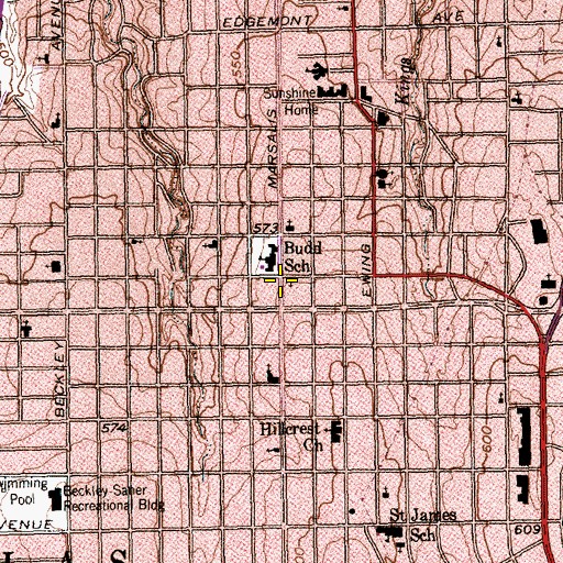 Topographic Map of Saintsville Church of God in Christ, TX