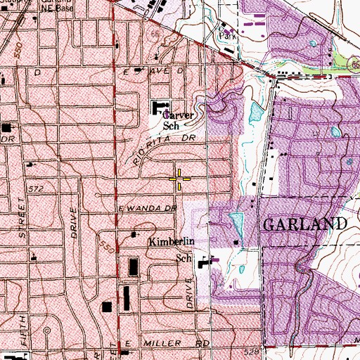Topographic Map of East Garland Mission Church of God in Christ, TX