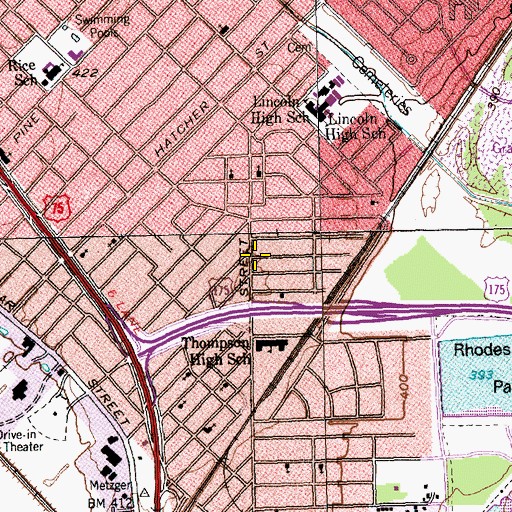 Topographic Map of Friendly Church of God in Christ, TX