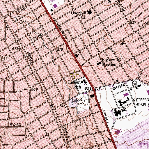 Topographic Map of Light of the World Church of God and Christ, TX