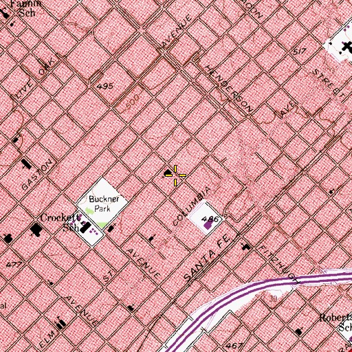 Topographic Map of Munger Place Spanish Church of God, TX
