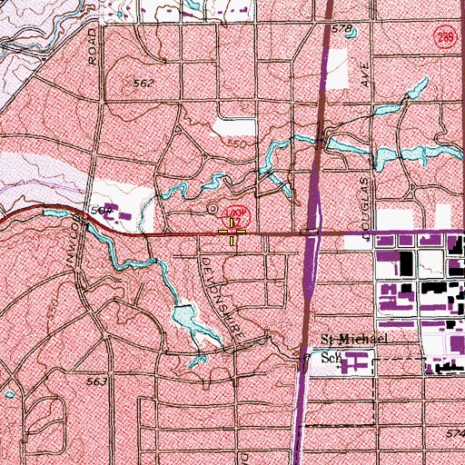 Topographic Map of Fifth Church of Christ Scientist, TX
