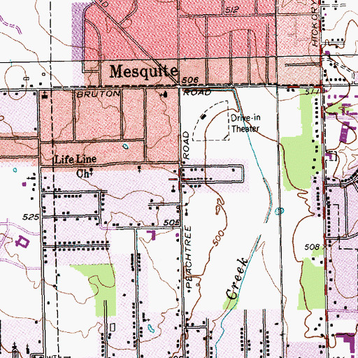 Topographic Map of Midway Church of Christ, TX