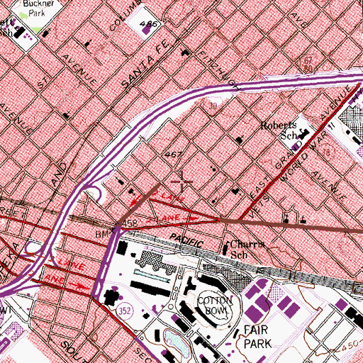 Topographic Map of East Dallas Church of Christ, TX