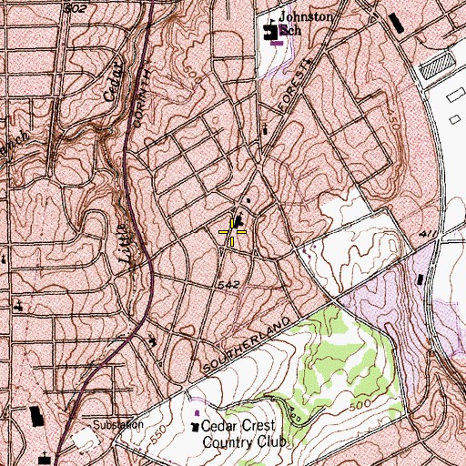 Topographic Map of Cedar Crest Church of Christ, TX