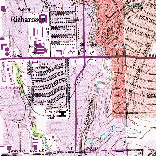 Topographic Map of Waterview Missionary Baptist Church, TX