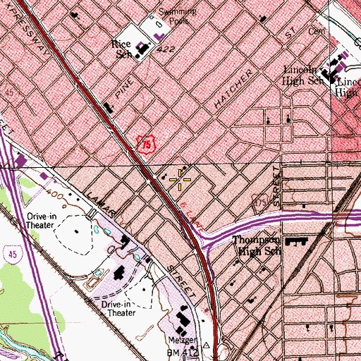 Topographic Map of Rose of Sharon Baptist Church, TX