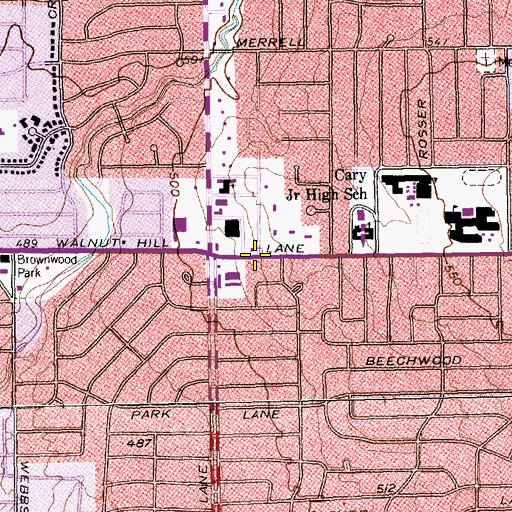 Topographic Map of Primera Iglesia Bautista Walnut Hill Church, TX