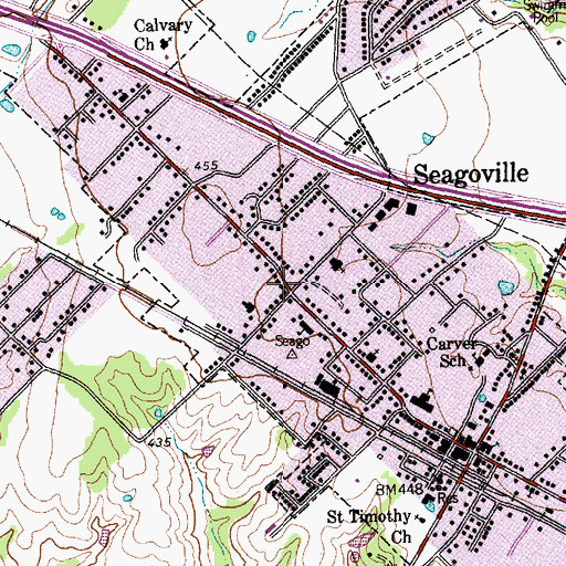 Topographic Map of Seagoville First Baptist Church, TX