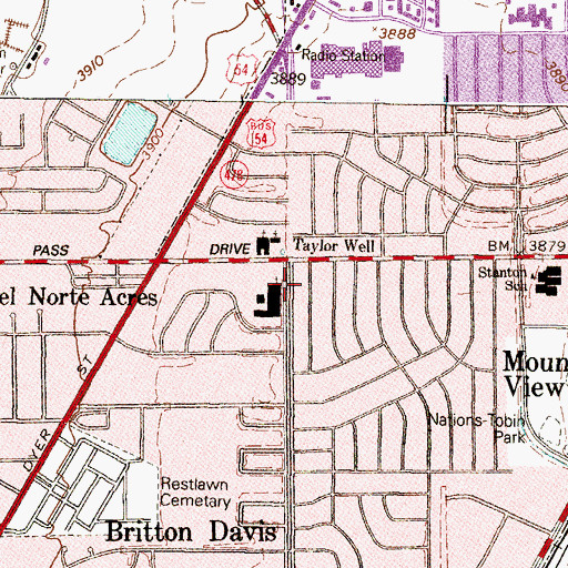 Topographic Map of Blessed Sacrament Church, TX