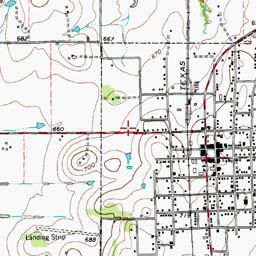 Topographic Map of Pilot Point Church of God in Christ, TX