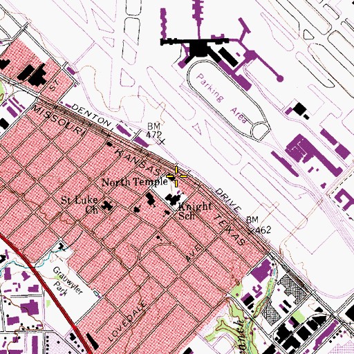 Topographic Map of North Temple Church, TX