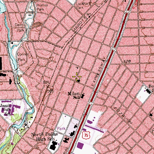 Topographic Map of Chapel of the Cross Church, TX