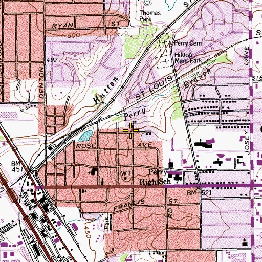 Topographic Map of The Hope Presbyterian Church of Dallas, TX