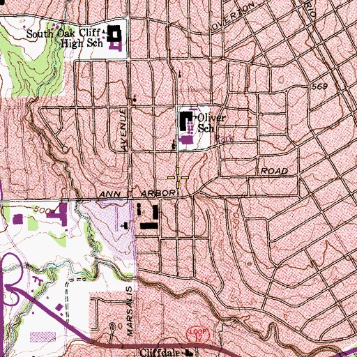 Topographic Map of Truelight Pentecostal Prayer House Church, TX