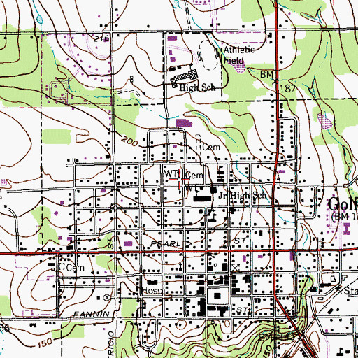 Topographic Map of Mount Moriah Baptist Church, TX