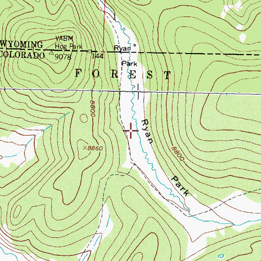 Topographic Map of Ryan Park, CO