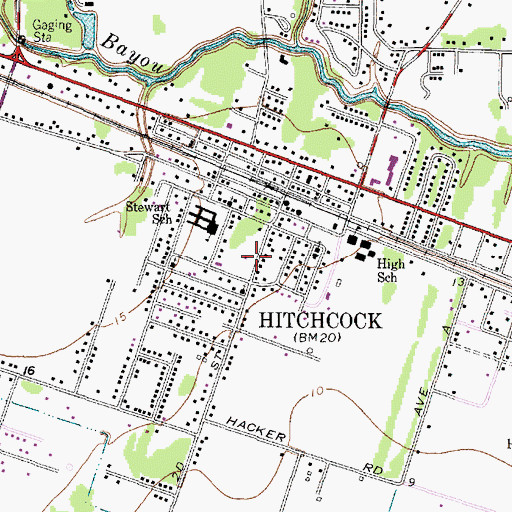 Topographic Map of Hitchcock Baptist Chapel Church, TX