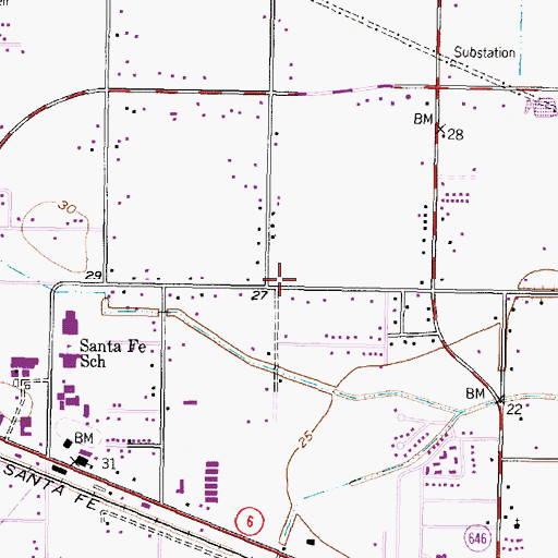 Topographic Map of Santa Fe Baptist Church, TX