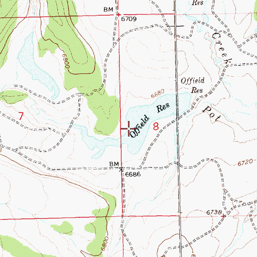 Topographic Map of Offield Reservoir, CO
