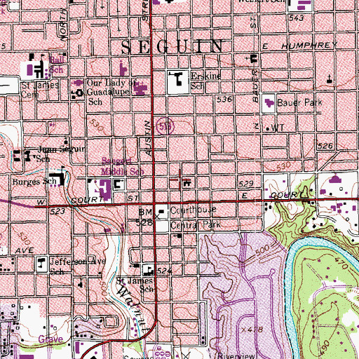 Topographic Map of La Trinidad United Methodist Church, TX