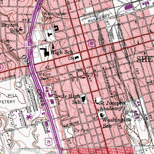 Topographic Map of Saint Stephens Episcopal Church, TX