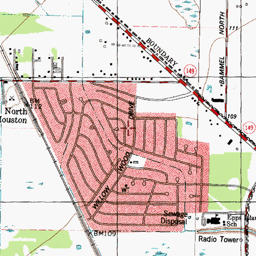 Topographic Map of Wright Grove Baptist Church, TX
