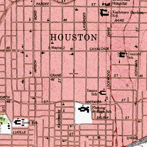 Topographic Map of Rosemont Baptist Church, TX