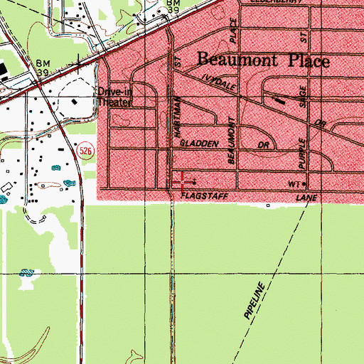 Topographic Map of Community Chapel Pentecostal Church of God, TX