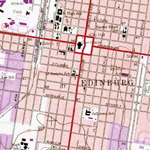 Topographic Map of Saint Josephs Catholic Church, TX