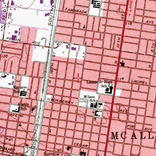Topographic Map of Free Methodist Church, TX