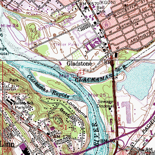 Topographic Map of Dahl Beach City Park, OR
