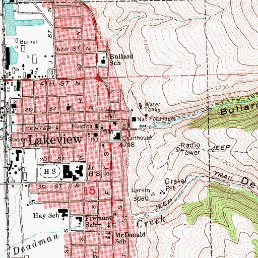 Topographic Map of Swimming Pool City Park, OR