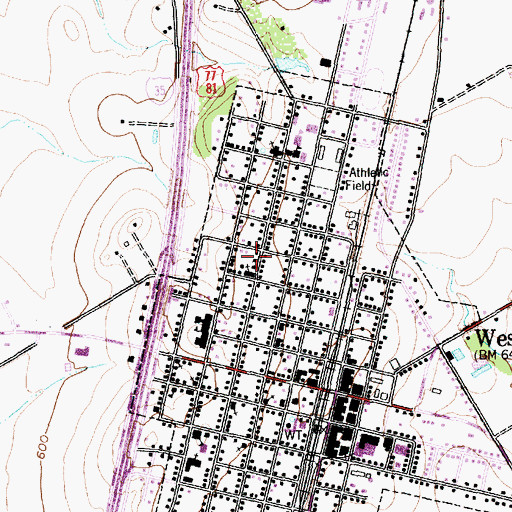 Topographic Map of First Baptist Church of West, TX