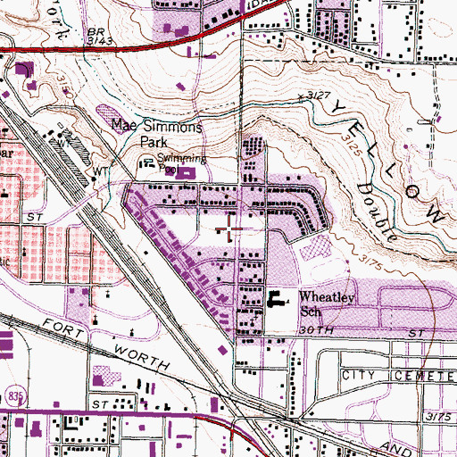 Topographic Map of Manhattan Heights Church of Christ, TX