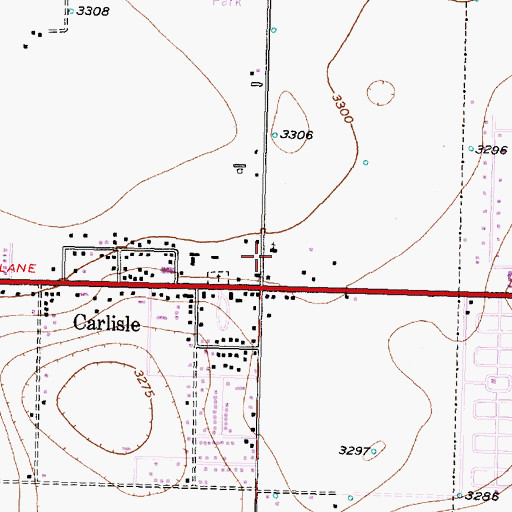 Topographic Map of Carlisle Baptist Church, TX