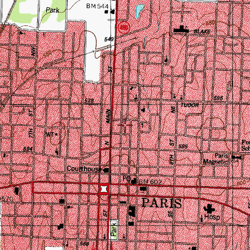 Topographic Map of Saint Paul Baptist Church, TX