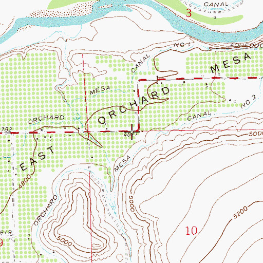 Topographic Map of East Orchard Mesa, CO