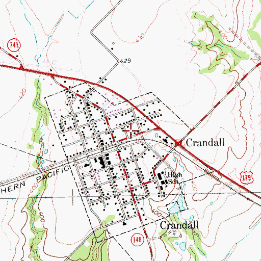 Topographic Map of First Baptist Church of Crandall, TX