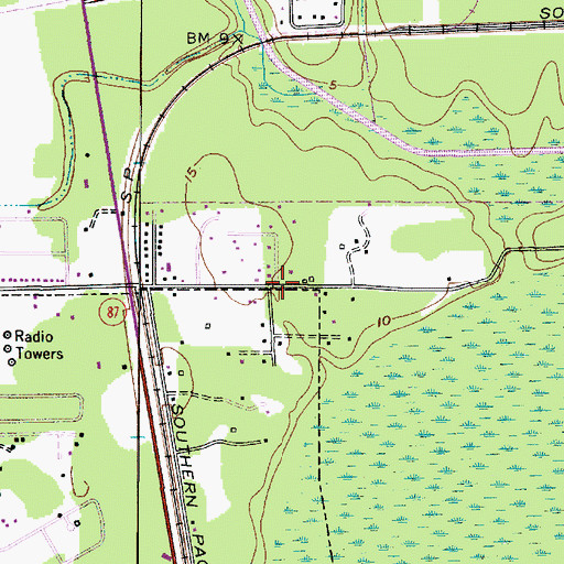 Topographic Map of Canaan Primitive Baptist Church, TX