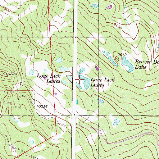 Topographic Map of Lone Lick Lakes, CO