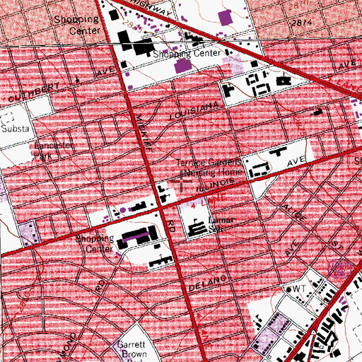 Topographic Map of Dellwood Baptist Church, TX